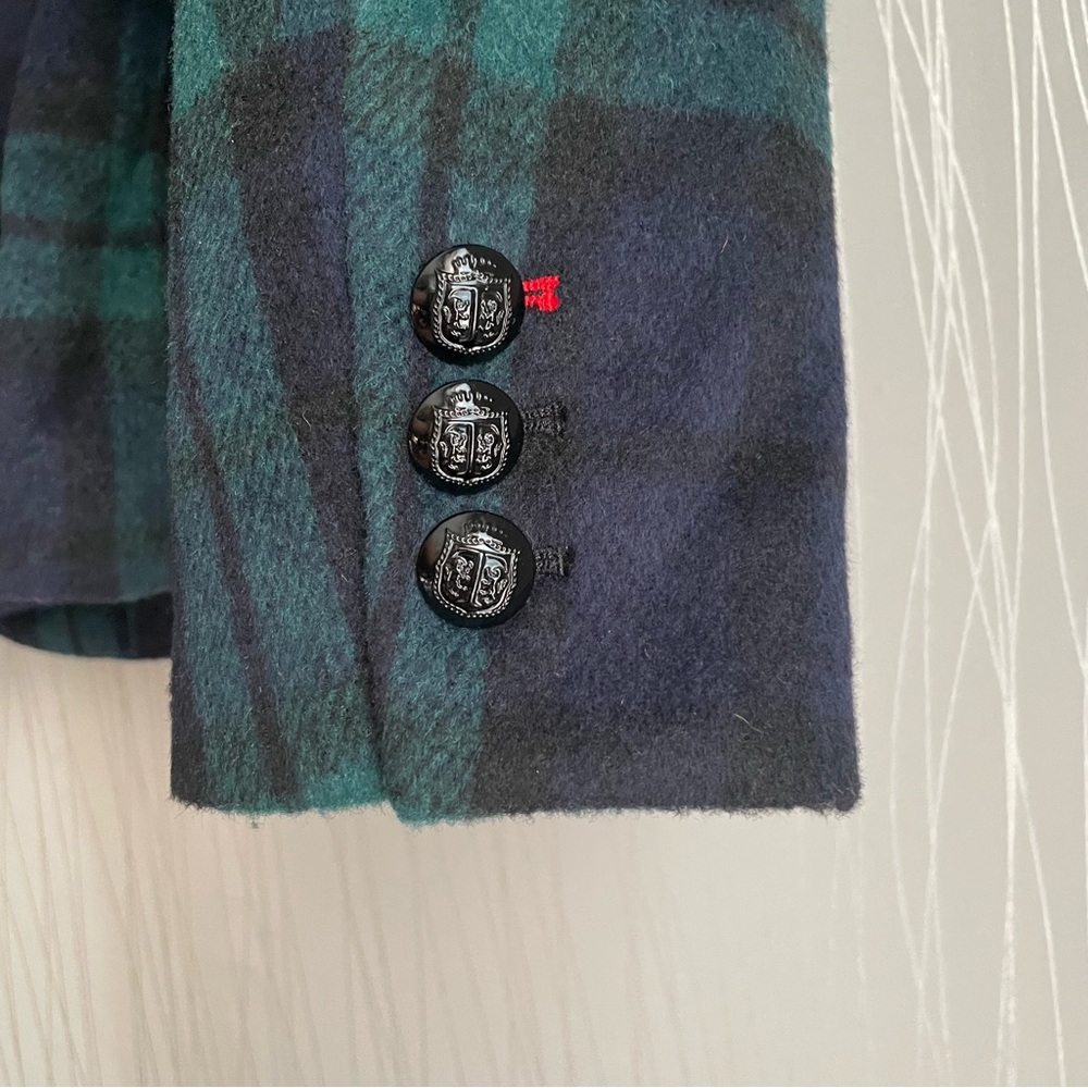 Talbots Green Tartan Plaid Wool Blend Blazer 12 Petite - Picture 8 of 11